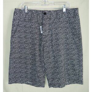 Parish Nation Chino Shorts Men's 34 Black and White Dots Baggy Knit Button Fly